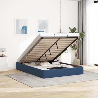 vidaXL - Bedframe - zonder - matras - 140x200 - cm - stof - blauw