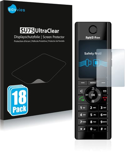 Savvies - Screenprotector voor AVM Fritz!Fon C5 - Folie Beschermfolie transparant 18 Stuks