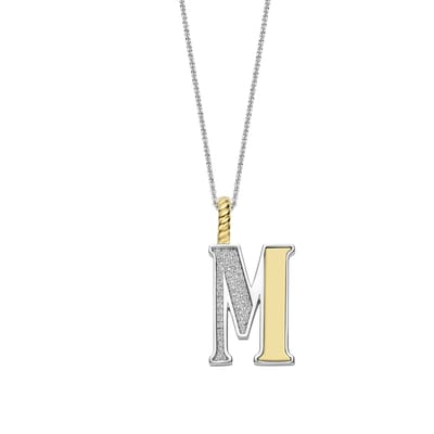 TI SENTO Dames Hanger - 925 zilver - Letter M - Zirkonia met geel verguld - 6840ZY_M