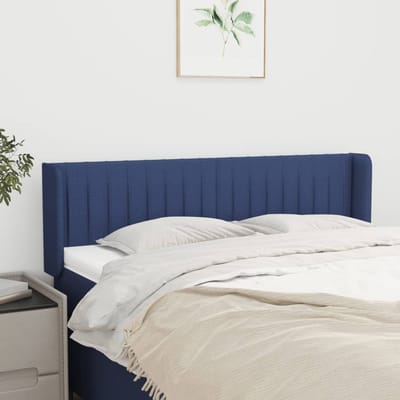 vidaXL - Hoofdbord - met - randen - 147x16x78/88 - cm - stof - blauw