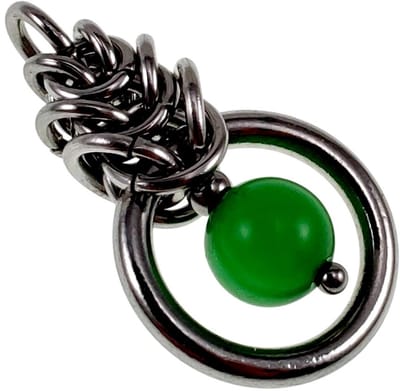 30mm Groene Kattenoog Kristal Hanger, Gepolijst RVS, Dames, Uniek Ontwerp - Handgemaakt door esde2