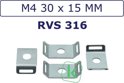 PRO-TIE® - Schroefzadels/Bevestigingsvoeten staal RVS type 316 M4 30 x 15 mm (Zak 100 stuks)