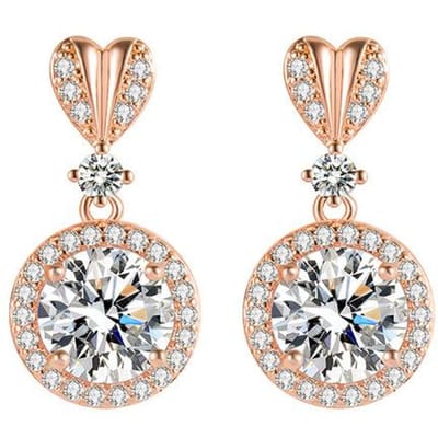 Vrai Bijou en Or Rose 14k Boucles d'Oreilles Topaze Blanche Mystique Pour Femmes Tendance Diamant Naturel Orecchini 14 K Aros Mujer Oreja Boucle d'Oreille blanc