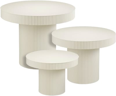 Mica Decorations Lux Bijzettafel - Set van 3 - Salontafels - Unieke Set Koffietafel - Bijzettafeltjes Woonkamer - 80 x 43 x 40 cm - IJzer - Off White