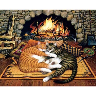 Broderie Diamant 5D DIY Deux Chats Dormant Peinture Diamant Complète Point de Croix Strass Décoration Maison 20X30CM black