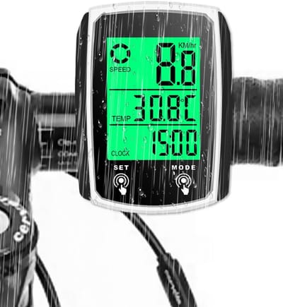 Thijox - Fietskilometerteller en Snelheidsmeter voor Fiets - 19 Functies, Waterdicht, LED-Display met Achtergrondverlichting, MTB-Kilometerteller voor