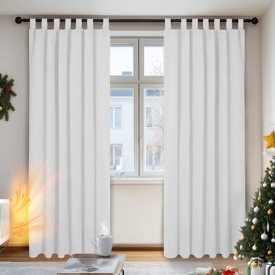 Dailygoody - Verduisterende Gordijnen - Warmtewerend - 140x200 cm - Grijswit - Privacy - Geschikt voor Woonkamer - Set van 2