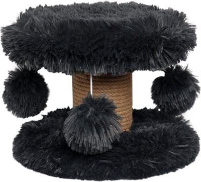 Topmast Krabpaal Fluffy Lycia - Antraciet - 25 x 25 x 20 cm - Made in EU - Krabpaal voor Kittens - Met Kattenspeeltjes - Sterk Sisal Touw - Mini Krabpaal