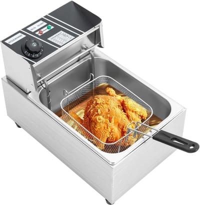 Elektrische Frituurpan - Professionele Frituur - Thuis Frituren - Roestvrij Staal - 6 Liter - Zilver