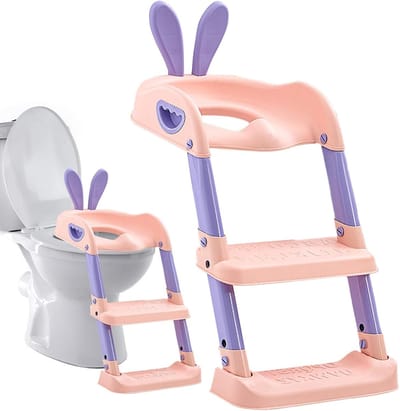 Peuter toiletzitje - Zindelijkheidstrainer trapje - Zindelijkheidstraining - Opvouwbaar en verstelbaar - 37x20 cm - Roze