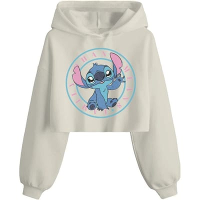 Lilo & Stitch - Disney Trui met capuchon - Cropped Stitch - S tot XXL - voor Vrouwen - wit