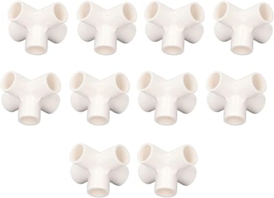 5-Weg PVC Buiskoppeling 10 Stuks 20mm Rechte Hoek Drie-Dimensionale Elleboog Connector voor Meubelconstructie en Doe-Het-Zelf Projecten (Wit)