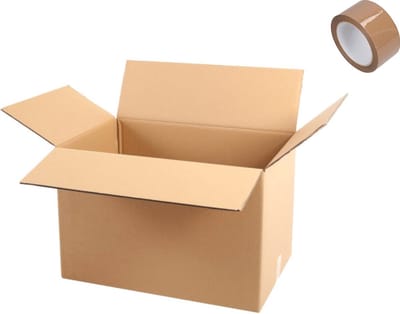 Verhuisdoos 1 stuk GROOT Karton 600 x 400 x 500 mm 1 ROL PLAKBAND 100m Kartonnen Dozen dubbele Golf Bruin Doos 60 x 40 x 50 cm verhuisdozen STEVIG 5-laags karton 660g/m2