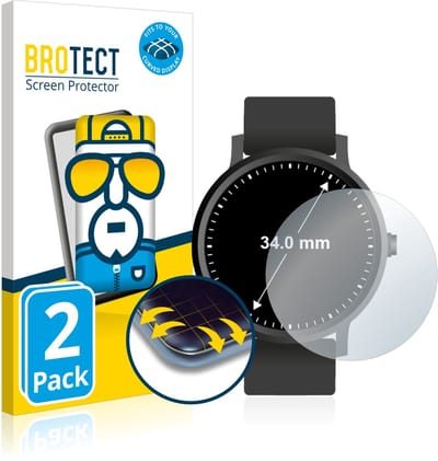 BROTECT - Screenprotector voor Ronde Displays (ø: 34 mm) - Folie Beschermfolie transparant volledig dekking - 2 Stuks