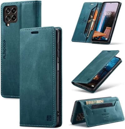 Luxe Flip Case met RFID Bescherming Kaarthouder en Magneetsluiting voor Samsung Galaxy M53 5G _ Blauw