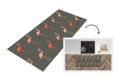 Keukenloper - Loper keuken - Flamingo - Vogel - Patronen - 120x50 cm - Keukenloper vinyl
