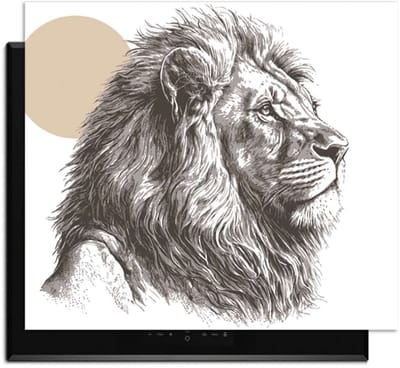 KitchenArt - Majestic Lion - Inductie Beschermer - 52x35 cm - Kookplaat Beschermer - Luxe Afdekplaat Inductieplaat - Anti-slip & Oprolbaar - Beschermmat Inductiekookplaat