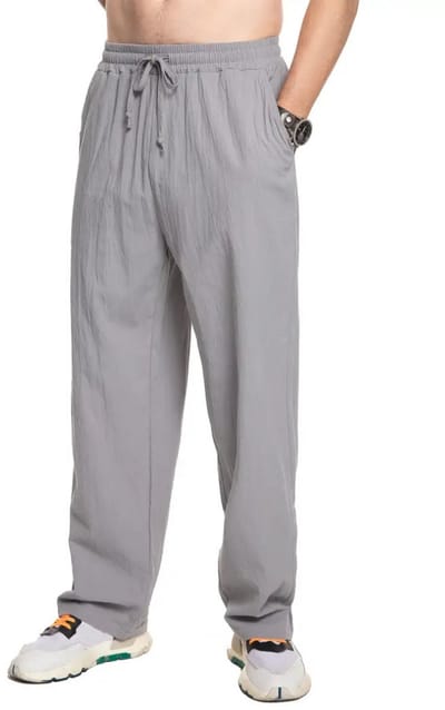 Nivard Linnen Broek Heren - Zomerbroek - Volwassenen - Lange Broek - Pantalon - Strandbroek - Zomer - Ibiza Stijl - Grijs - Maat XXXL