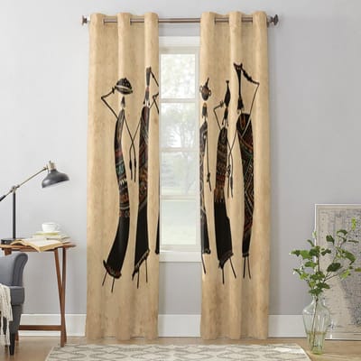 Afrikaanse Vrouwen Met Borsten Raamgordijnen Voor Woonkamer Luxe Slaapkamer Decor Gordijnen Keuken Raambekleding Gordijnen 135W x 60H(cm) x1 beige