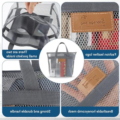 Grote Capaciteit Mesh Douchetas, Draagbare Strandtas, Bad Organizer voor Reizen, Gym en Zwemmen