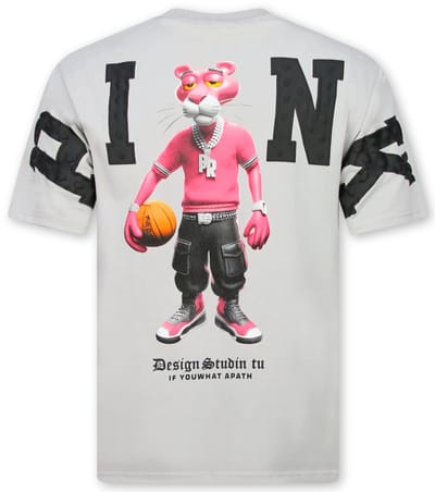 Funny Panther T-shirt - Heren Tshirt met Opdruk - Oversized T shirt Heren -1971- Grijs