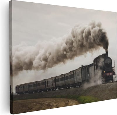 Artaza Canvas Schilderij Trein - 40x30 cm - Klein - Wanddecoratie Stoomlocomotief - Muurdecoratie Woonkamer - Kamer Accessoires