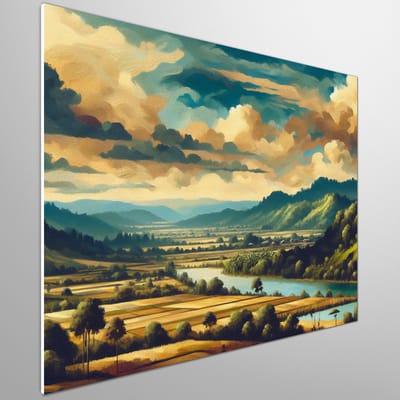 Acryl landschap schilderij | Verfijnde penseelstreken creëren een adembenemend natuurlijk landschap op doek | Kunst - 75x75 centimeter op Forex | Foto op Forex