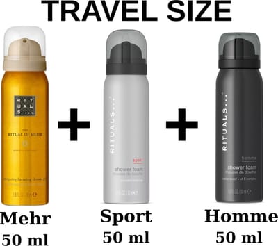 Rituals - Combi Set - Travel Shower Gels - Sport 50 ml + Homme 50 ml + Mehr 50 ml - 3X 50 ml = 150 ml - Douche gels - Doucheschuim - Travel size