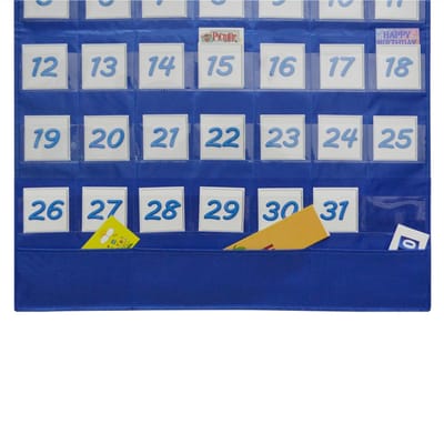 Schoolklas Kalender Pocket Chart Wandkalender & Weerkaart met 117 Kaarten Lesmateriaal Benodigdheden, blauw