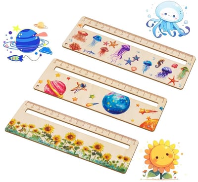 Dyslexie Leeshulpmiddelen Set van 3, Leeshulpruler, Leestracker, Houten Ruler van 18 cm voor Verbeterde Leeservaring