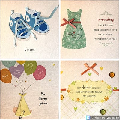 4 Luxe Wenskaarten Paperclip Paperwork Geboorte Zwanger - Kaart - Kleinkind - In Verwachting - Zoon - Wenskaart Set - 4 Motieven - Greeting Card - Grusskarte - Carte De Vœux - Dubbele Kaart - Rechthoek - Met Envelop - 15x12cm - Gratis Verzonden