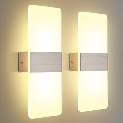 GELLDG 2 stuks wandlampen voor binnen - 6W - LED-wandlamp van acryl - op- en neergaande lichtbundel - 29 cm - 3000K warmwit licht - geschikt voor gangen, woonkamers, slaapkamers en trappenhuizen