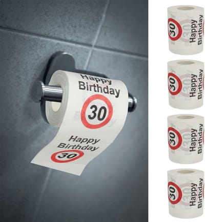Dailygoody - Toiletpapier set - Happy Birthday 30 - Feestelijk en