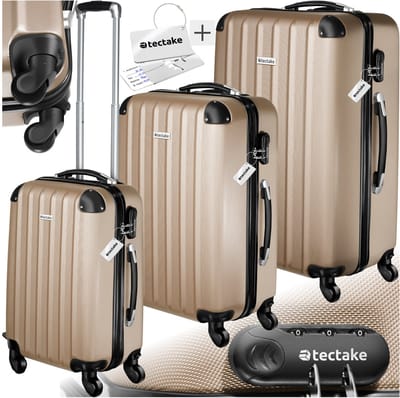 tectake® 3-Delige Kofferset - Koffers van ABS met Harde Schaal - Inclusief Weegschaal en Bagagelabels - TSA Cijferslot - Bagage Set met Handbagage Koffer (37L) en Ruimbagage Grote Koffer (58L & 93L) - Reiskoffer - Rood