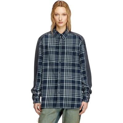 Timberland Unisex Dieseloves Tbl Flannel/back Denim Shirt Taglia: L | Maglie a manica lunga Outlet | Unisex | Blu