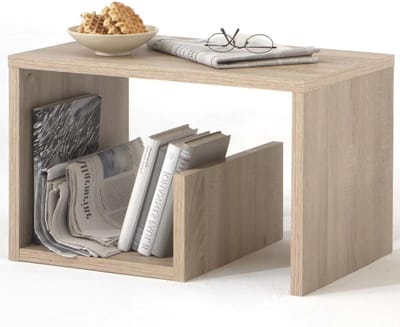 Bijzettafel - Nachtkastje Tafel - Opbergen Woonkamer - Krasbestendig Oppervlak - 59 x 38 x 36 cm - Eiken Wit