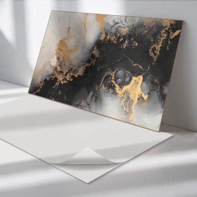 Wallfluent Vinyl Wandpaneel - Abstract patroon met vlekken Zelfklevend Wandpaneel - 100 cm x 50 cm - Zwart PVC wandpaneel - Set van 1 - Rechthoekig Wandbekleding Vinyl - Abstractie Wandpaneel - PVC Muurpaneel - Wandpaneel Keuken en Badkamer