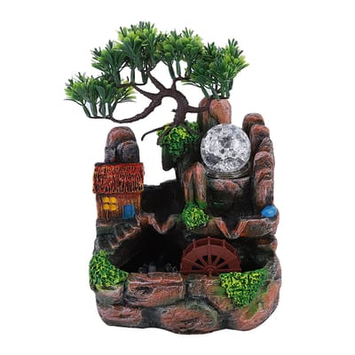 Binnenfontein met Mistfunctie – LED Waterornament met Kristallen Bal – Mini Waterval Rotstuin – Zen Fontein met Plantenbak