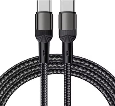 USB-C naar USB-C Kabel 100W – Snelle Oplader en Datakabel – Gevlochten – Zwart – 1 Meter