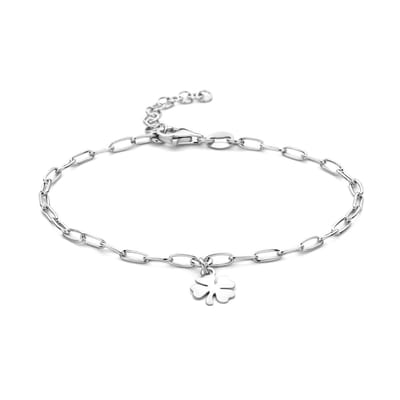 Gerhodineerd Zilveren Klaver Armband 16 + 3 cm - Fijne Schakel 2,5mm - 1335897