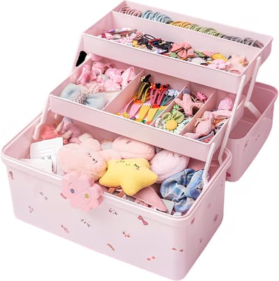 Opbergdoos voor Haaraccessoires in Roze voor Meisjes en Kinderen - Ideaal voor Organisatie en Creatieve Styling