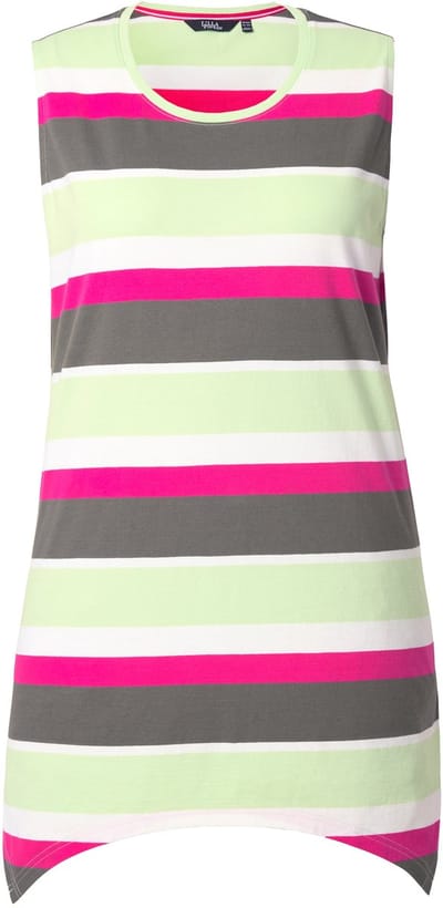 Ulla Popken - Dames - Longtop strepen A-lijn ronde hals mouwloos - Groen - Maat 42+