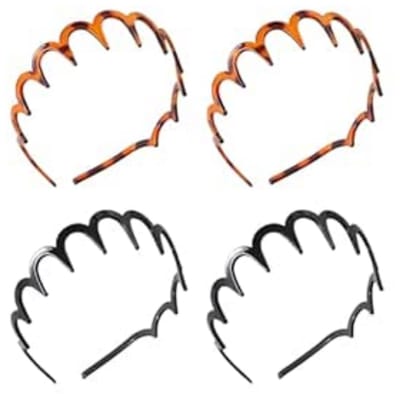 TOVBMUP 4 Stuks Mode-stirnbanden voor Vrouwen - Zickzack Haarreifen met Massage-effect - Elastisch en Breekvast - Geschikt voor Sport en Dagelijks Gebruik - Kunststof - 15.5x13.5cm