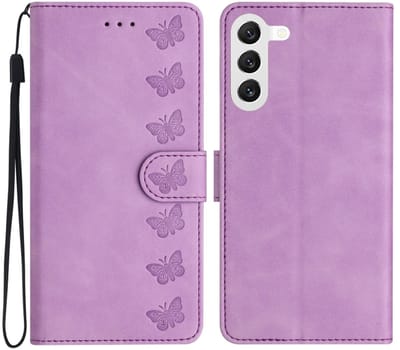 Voor Samsung Galaxy S24+ 5G Zeven Vlinders Reliëf Leren Telefoonhoesje (Paars)