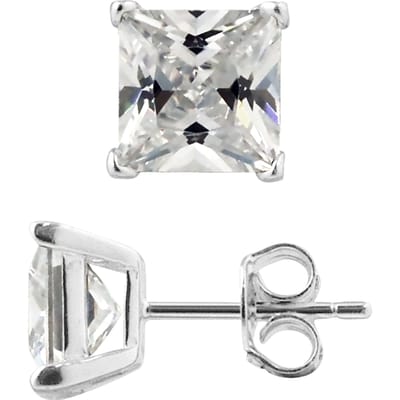 Ear Fleas Square Zirkoniumoxiden 7 mm 4 Klauwen Zilver 925 - Envy 7