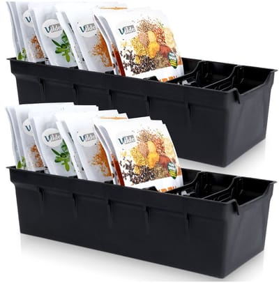 Kruidenrek Zwart 30x13x8 cm 2 stuks - Kruidenorganisator - Kruidendoos - Kruidenpotjes Staand - Kruiden Organisator