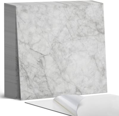 Coloray Plaktegels - Geaderd marmerpatroon Zelfklevende Tegels - 20 cm x 20 cm - Grijs Plaktegels - 20 stuks - Vierkant PVC Tegels - Plaktegels Badkamer - Plaktegels Vloer - Vinyl Tegels - Wandtegel Zelfklevend