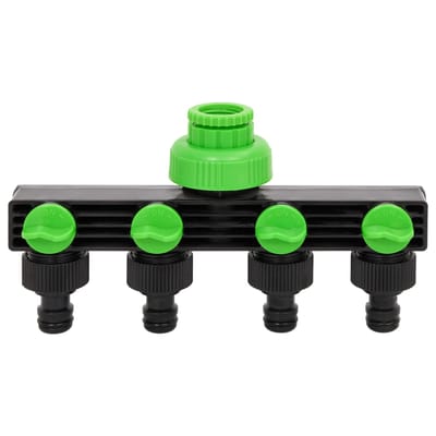 vidaXL - Kraanadapter - 4-wegs - 19,5x6x11 - cm - ABS - & - PP - groen - en - zwart
