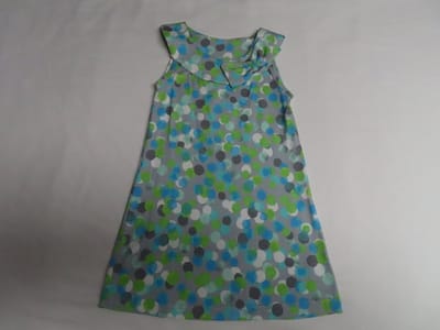 Jurk - kleedje in grijst , groen en blauw - Bolletjes all over - 2 jaar 92