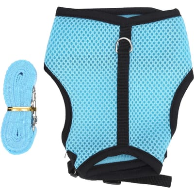 Harnais Veste Mini Animaux Ajustable et Ensemble Laisse Laisse pour Animaux en Maille pour Lapins Cochon d'IndeL Bleu Clair L bleu clair